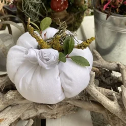 Nostalgie Kürbis aus weißem Leinen Herbstdeko im Landhausstil