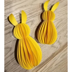 Nur Abholung: Osterhase Wabenoptik Karton Handmade – Stehend ca. 16 cm mit Ohren (Gelb)