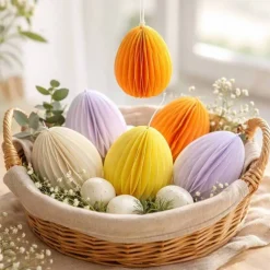 Nur Abholung: Wabenei 5-6 cm aus Papier/Karton – Bunt, Handmade, Stehend oder Hängend,