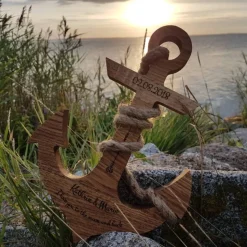 Odin Anker Holz Personalisiert Gravur Geschenk Hochzeitstag Jahrestag Goldene Hochzeit Silberhochzeit Holzanker