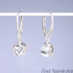 Ohrbrisuren mit großen runden Weißtopasen in Silberfassung