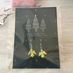 Ohrringe * Schutzengel * Hellgrün * Ohrhaken 925er Silber * Grußkarte Weihnachten * Geschenkidee