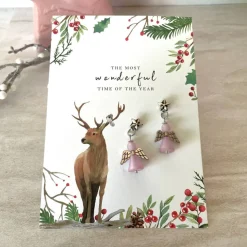 Ohrringe * Schutzengel * Rosa * Ohrhaken 925er Silber * Grußkarte Weihnachten * Geschenkidee