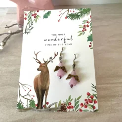 Ohrringe * Schutzengel * Rosa * Ohrhaken 925er Silber * Grußkarte Weihnachten * Geschenkidee
