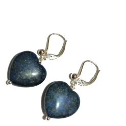 Ohrringe blau Lapislazuli Herz jeansblau an 925er Silber Lapslazuliohrringe handgemacht Geschenk für sie
