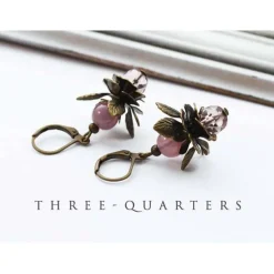 Ohrringe, Blüten, lila, flieder, Hochzeit, Braut, romantisch, Blätter, Herbst, Blatt, bronze, antik, boho, vintage, Lolita