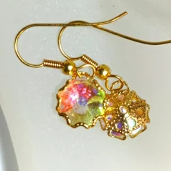 Ohrringe funkelnd Regenbogen pastell Rivoli Kristallglas handgemacht goldfarben