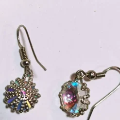 Ohrringe funkelnd Regenbogen pastell Rivoli Kristallglas handgemacht silberfarben