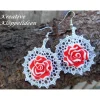 Ohrringe handgeklöppelt mit Rosen aus Polymer Clay
