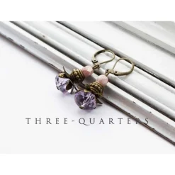 Ohrringe, marmoriert, Perlen, lila, flieder, romantisch, boho, Anhänger, antik, vintage, Hochzeit, Geschenk, orientalisch, Metallperlen