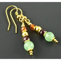 Ohrringe, Ohrhänger mit Edelsteinen und vergoldetem 925er Silber - Aventurin - Granat - Ohrschmuck - Geschenk