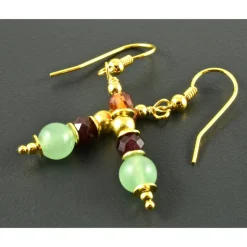 Ohrringe, Ohrhänger mit Edelsteinen und vergoldetem 925er Silber - Aventurin - Granat - Ohrschmuck - Geschenk