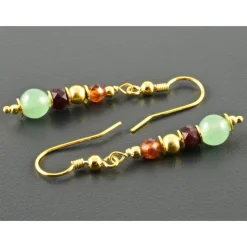 Ohrringe, Ohrhänger mit Edelsteinen und vergoldetem 925er Silber - Aventurin - Granat - Ohrschmuck - Geschenk