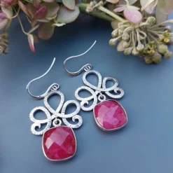 Ohrringe "Rubin im Quadrat"