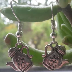 Ohrringe silberfarbene Teekanne Kaffekanne Hängerchen