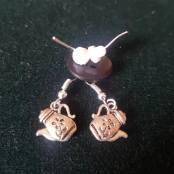 Ohrringe silberfarbene Teekanne Kaffekanne Hängerchen