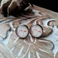 Ohrstecker bzw. Ohrringe Edelstahl Flamingo creme