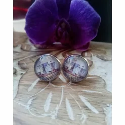 Ohrstecker Cabochonschmuck Schiff silberfarbe 12mm