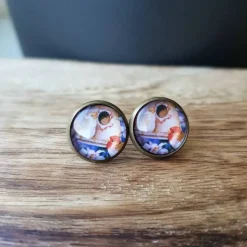 Ohrstecker Cabochonschmuck Vögel Vogel Vogelhaus