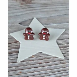 Ohrstecker Lebkuchenmann modelliert  aus Fimo Weihnachten Advent Ohrschmuck Ohrringe