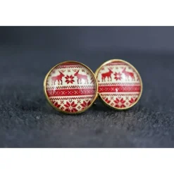 Ohrstecker oder Ohrhänger mit Norweger Strickmuster