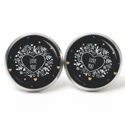 Ohrstecker Ohrhänger Clipse Valentinstag Herz Liebe schwarz love you - verschiedene Größen - Edelstahl - Geschenkidee