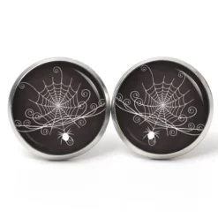 Ohrstecker, Ohrhänger, Clipse Halloween Spinne Spinnennetz schwarz weiß