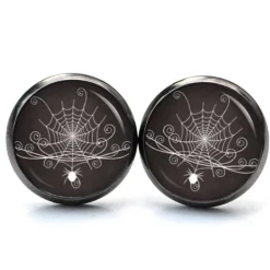 Ohrstecker, Ohrhänger, Clipse Halloween Spinne Spinnennetz schwarz weiß