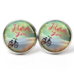 Ohrstecker Ohrhänger Clipse Valentinstag I Love you Fahrrad - verschiedene Größen - Edelstahl - Geschenkidee Just Trisha
