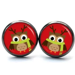 Ohrstecker, Ohrhänger, Clipse Weihnachten Eule Weihnachtseule XMas Christmas