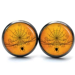 Ohrstecker, Ohrhänger, Clipse Halloween Spinne Spinnennetz