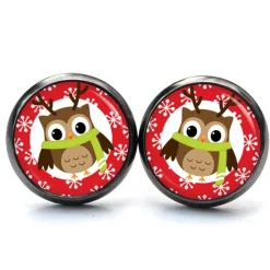Ohrstecker, Ohrhänger, Clipse Weihnachten Eule Weihnachtseule XMas Christmas