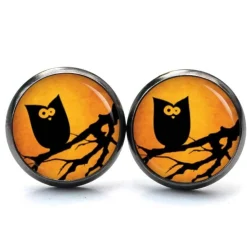 Ohrstecker, Ohrhänger, Clipse Halloween Eule Baum Ast