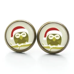 Ohrstecker, Ohrhänger, Clipse Weihnachtsmann Eule Weihnachtseule XMas Christmas