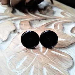 Ohrstecker schwarz 10mm Cabochon mit eigenen Bild personalisiert