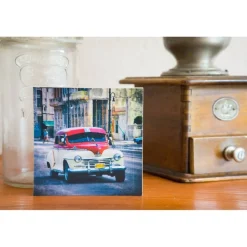 Oldtimer, Auto, Chevy, Street, Foto auf Holz, im Quadrat, 10 x 10 cm