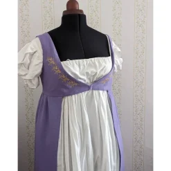Open Robe Überkleid Regency aus Leinen mit Stickerei