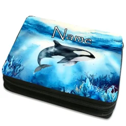 Orca Federmäppchen inkl. Inhalt mit Name / personalisierbar