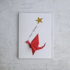 Origami Weihnachtskarte Drache mit Stern - Einzigartige Weihnachtskarte - Frohe Weihnachten - Papierkunst
