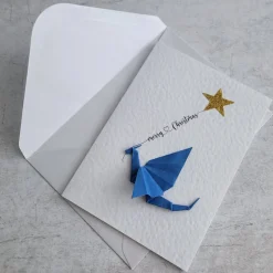 Origami Weihnachtskarte Drache mit Stern - Einzigartige Weihnachtskarte - Frohe Weihnachten - Papierkunst