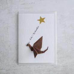 Origami Weihnachtskarte Drache mit Stern - Einzigartige Weihnachtskarte - Frohe Weihnachten - Papierkunst