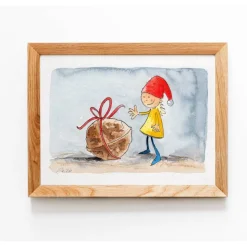 Original Illustration - Grußkarte "kleiner Wichtel", Faltkarte für Kinder zu Ostern