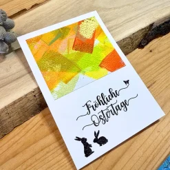 Original Osterkarte mit süßen Häschen. Perfekt für liebe Ostergrüße. Faltkarte mit Kuvert