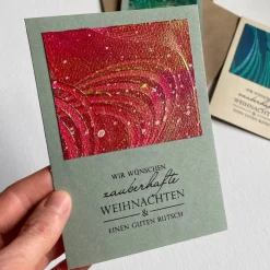 Original Weihnachtskarten Set mit drei handgemachten Karten. Weihnachtliche Grußkarten zum senden von Weihnachtsgrüßen.