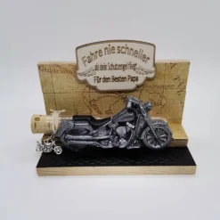 Origineller Motorrad Gutscheinhalter aus Holz – Geburtstagsgeschenk für Biker, personalisierbar,aus Keraflott vereint mit Holz