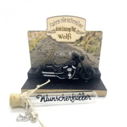 Origineller Motorrad Gutscheinhalter aus Holz – Geburtstagsgeschenk für Biker, personalisierbar,aus Keraflott vereint mit Holz