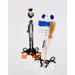 Originelles Geldgeschenk: Handgefertigte Pinguin- und Schneemann-Holzfiguren – Kreative Geschenkidee für Geburtstag und Weihnachten