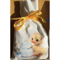 Oster Geschenkbeutel Ente – handgenähtes Unikat aus Polstervelours