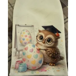 Oster Geschenkbeutel Eule – handgenähtes Unikat aus Polstervelours