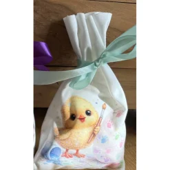 Oster Geschenkbeutel Küken – handgenähtes Unikat aus Polstervelours